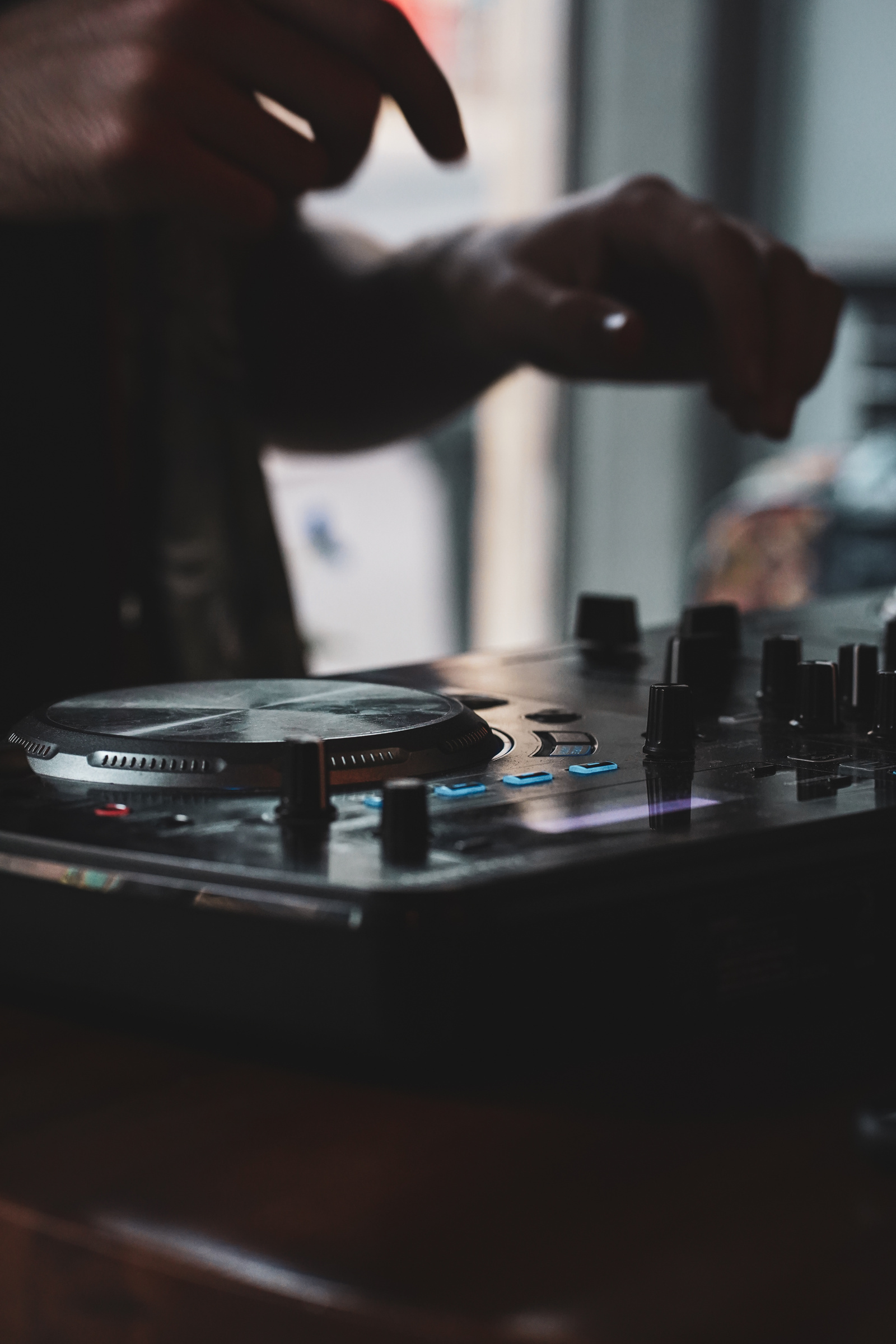Person Playing Black Dj Mixer